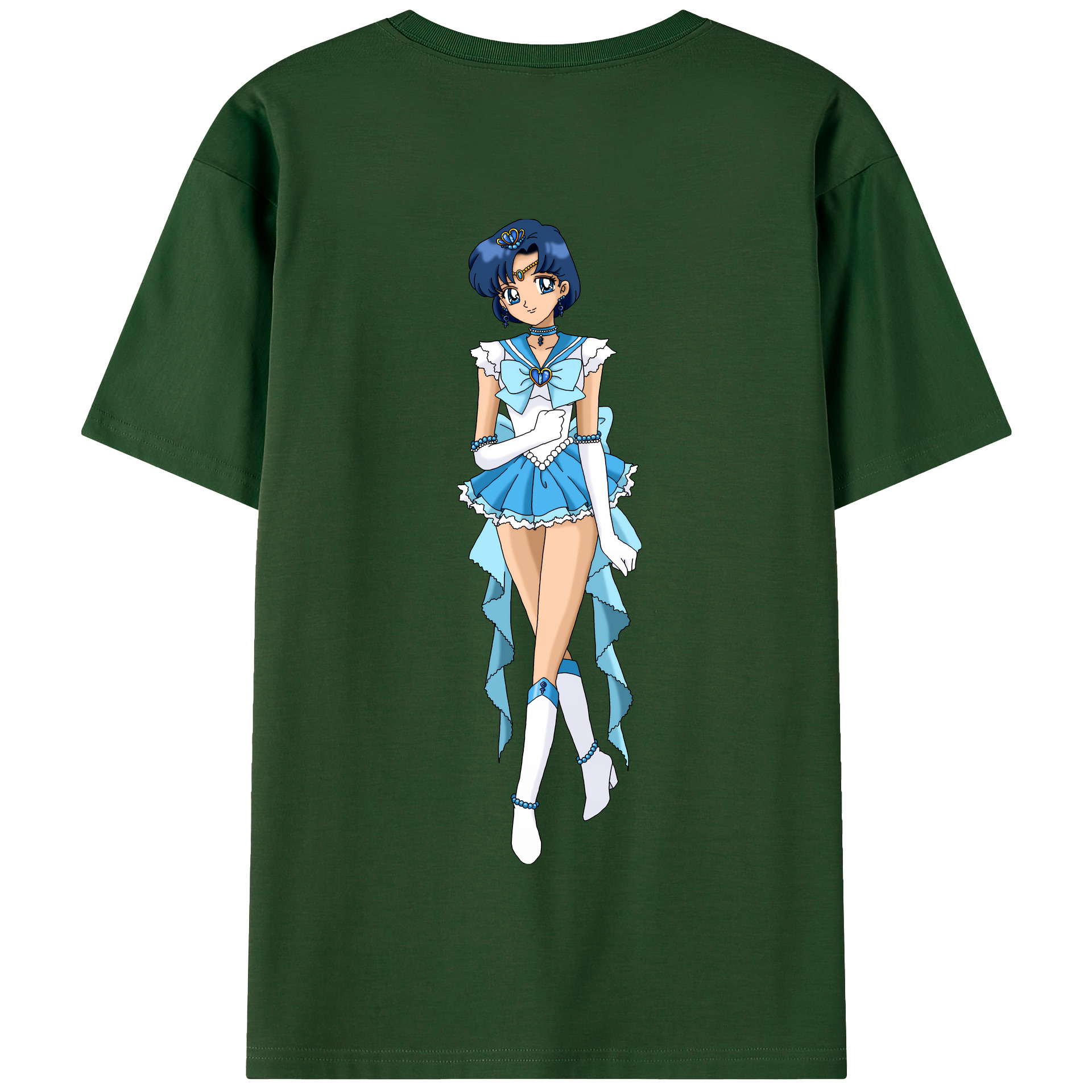 （画像用） 美少女戦士セーラームーン 水野 亜美 みずの あみ Sailor Moon Mizuno Ami 綿100％半袖Tシャツ（背面プリント）